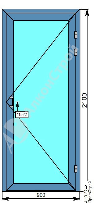 Алюминиевая дверь № 1 ALUMARK S-44 900 Х 2100