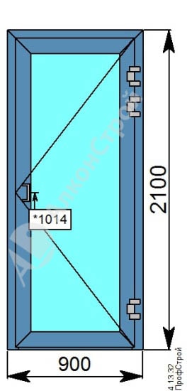 Алюминиевая дверь № 10 ALUMARK S-70 900 Х 2100