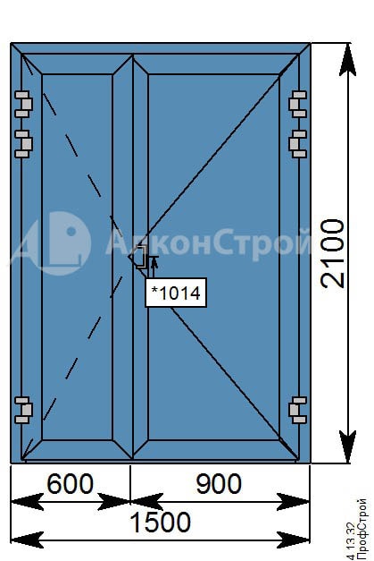 Алюминиевая дверь № 15 ALUMARK S-70 1500 Х 2100
