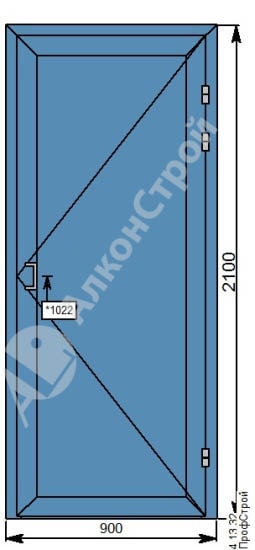 Алюминиевая дверь № 3 ALUMARK S-44 900 Х 2100