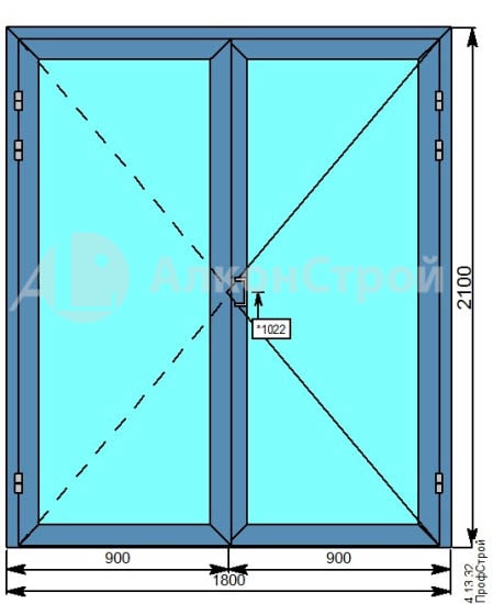Алюминиевая дверь № 7 ALUMARK S-44 1800 Х 2100