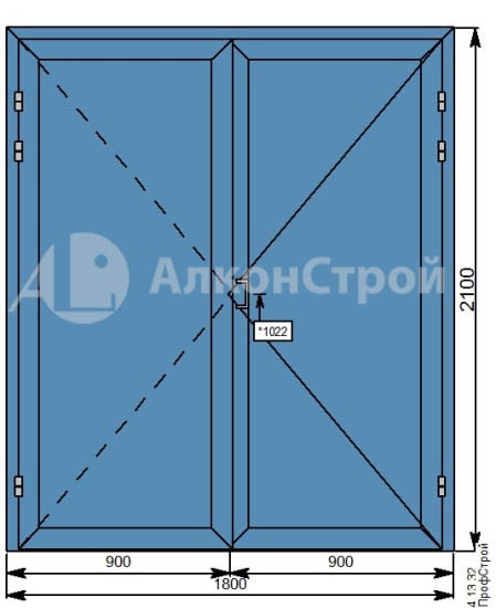 Алюминиевая дверь № 9 ALUMARK S-44 1800 Х 2100