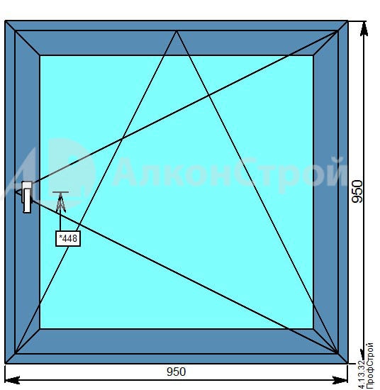Алюминиевое окно № 22 ALUMARK S-70 950 Х 950