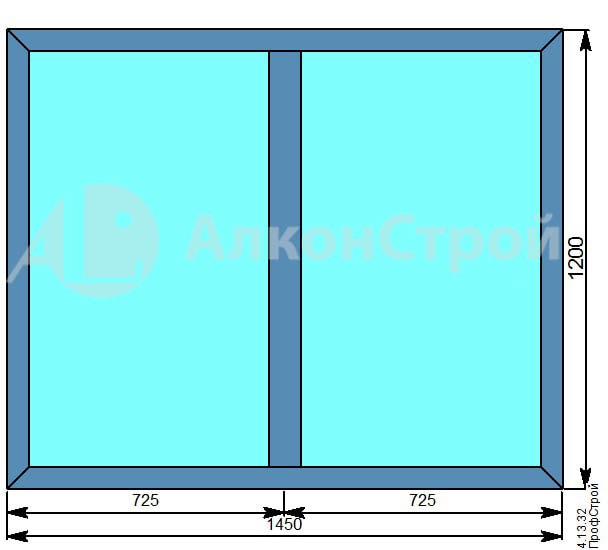 Алюминиевое окно № 25 ALUMARK S-44 1450 Х 1200