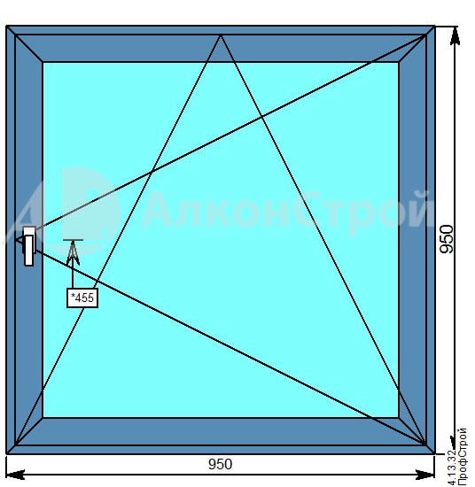 Алюминиевое окно № 3 ALUMARK S-44 950 Х 950