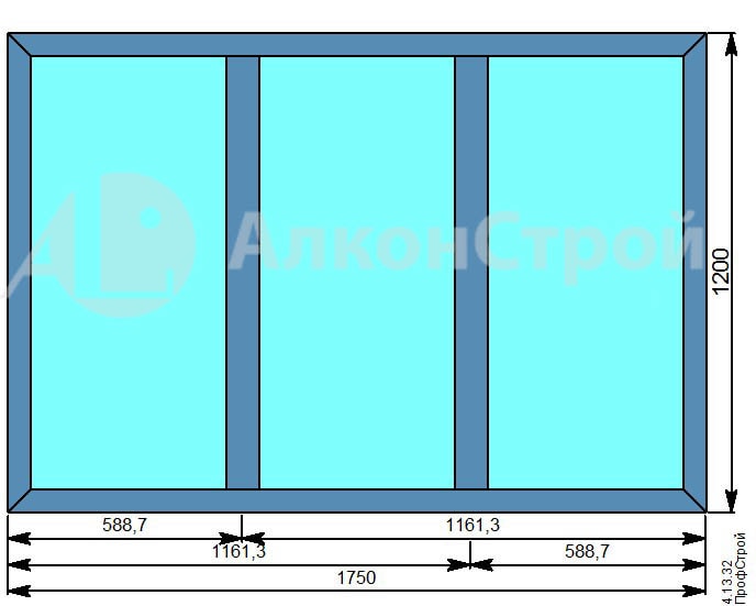 Алюминиевое окно № 31 ALUMARK S-70 1750 Х 1200
