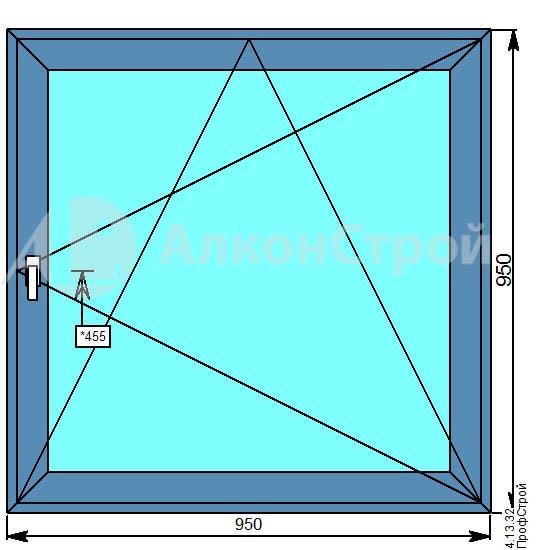 Алюминиевое окно № 4 ALUMARK S-44 950 Х 950